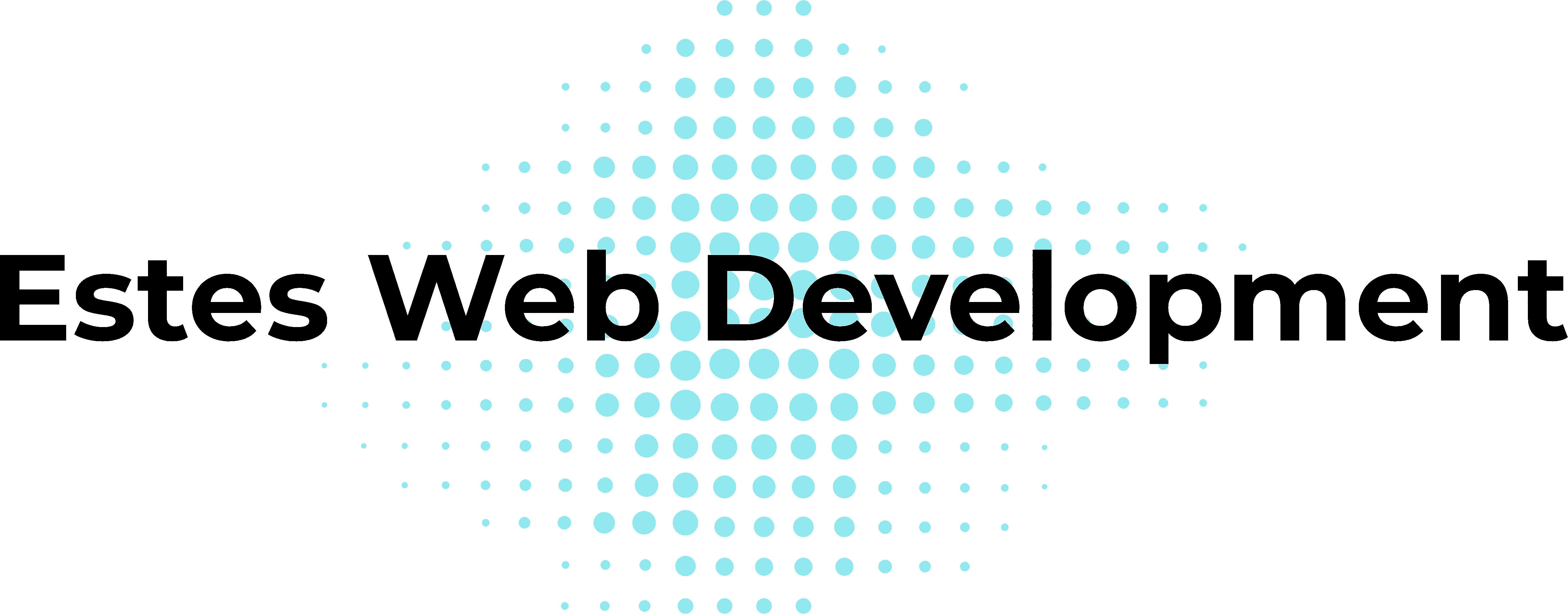 Estes Web Development Logo. The text Estes Web Development over light blue dots.